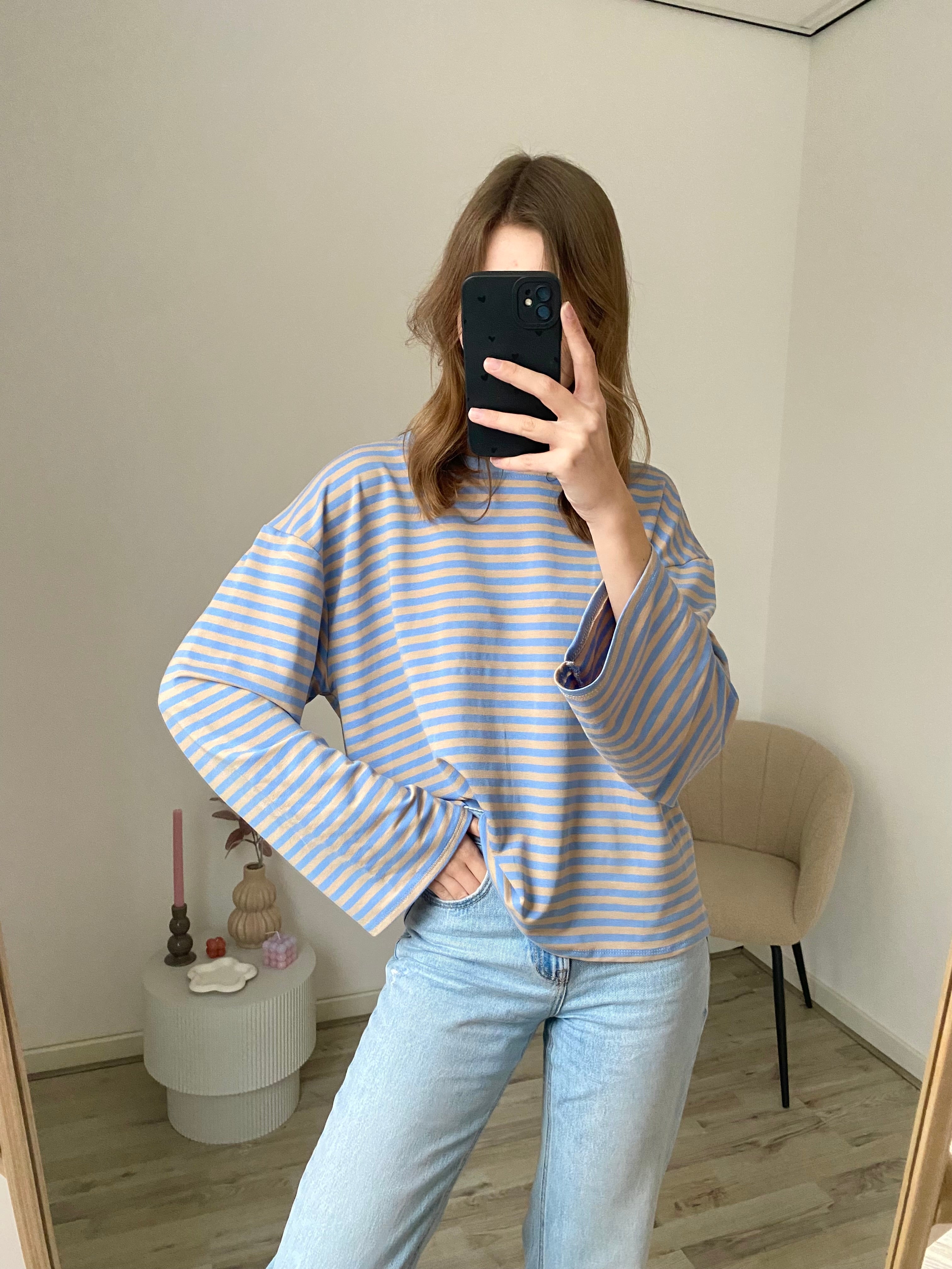 Olivia Striped Longsleeve - Blue/Beige