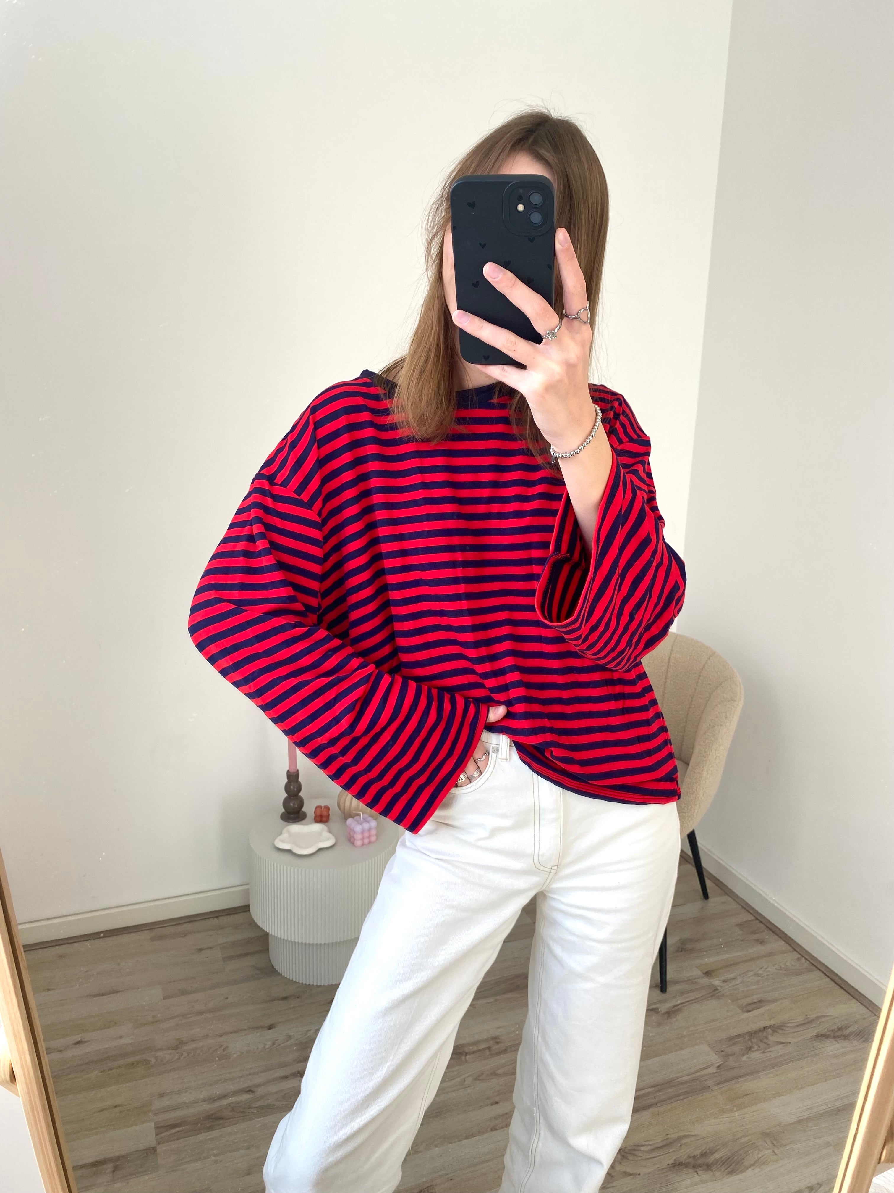 Olivia Striped Longsleeve - Navy/Red