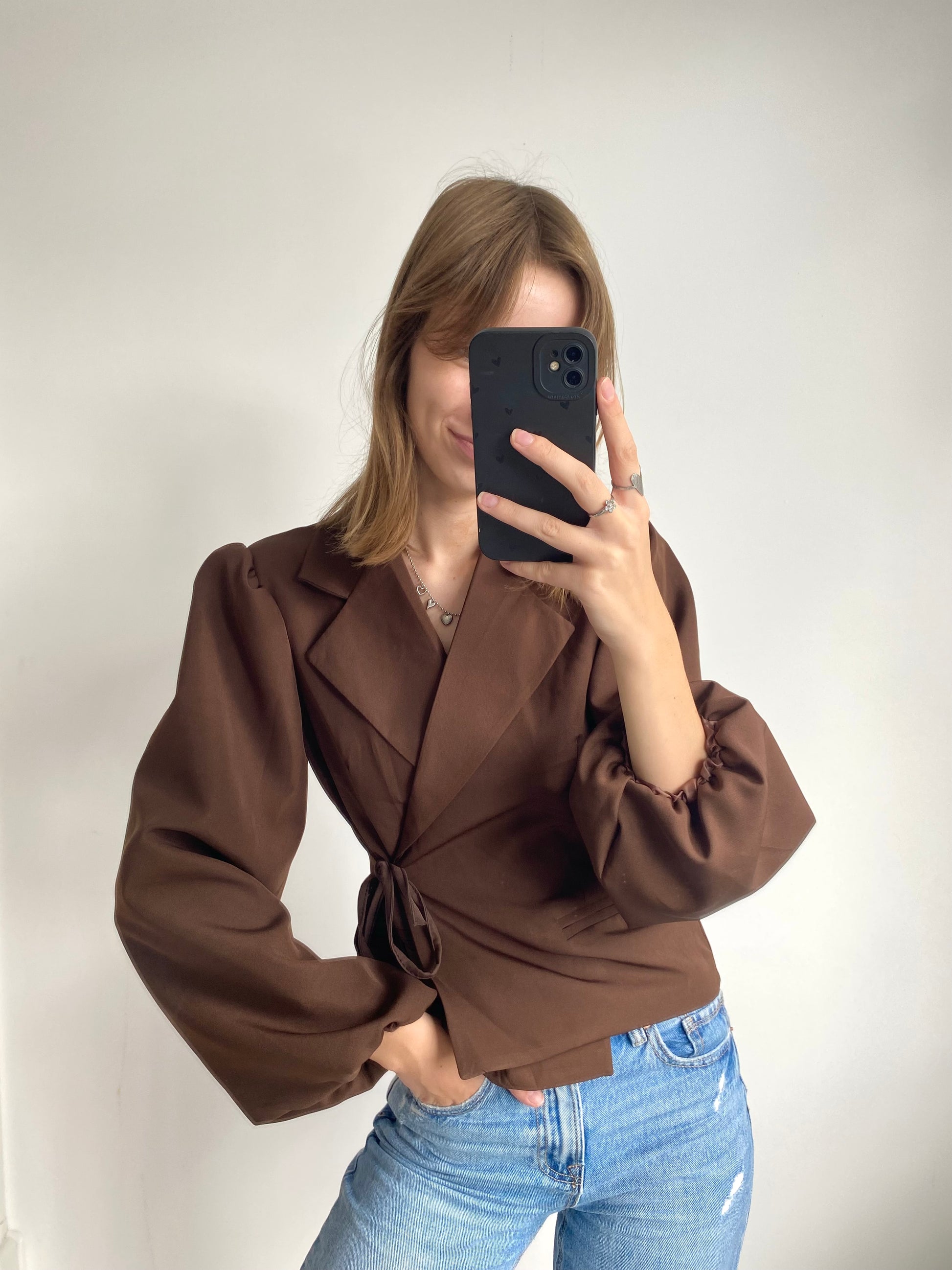 Liv Wrapped Blazer Longsleeve - Brown