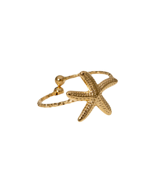 Verstelbare ring met zeester in het goud