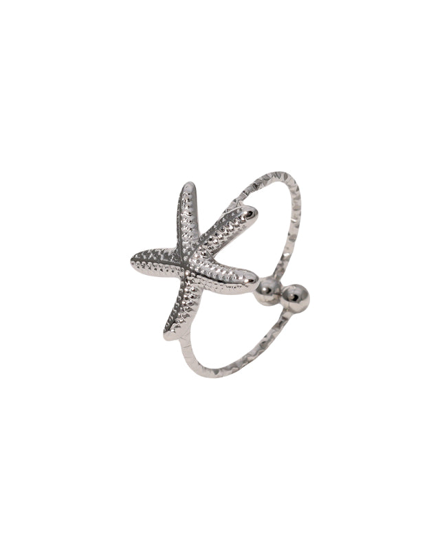 Verstelbare minimalistische zilveren ring met zeester