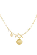 Lange ketting met schelp goud