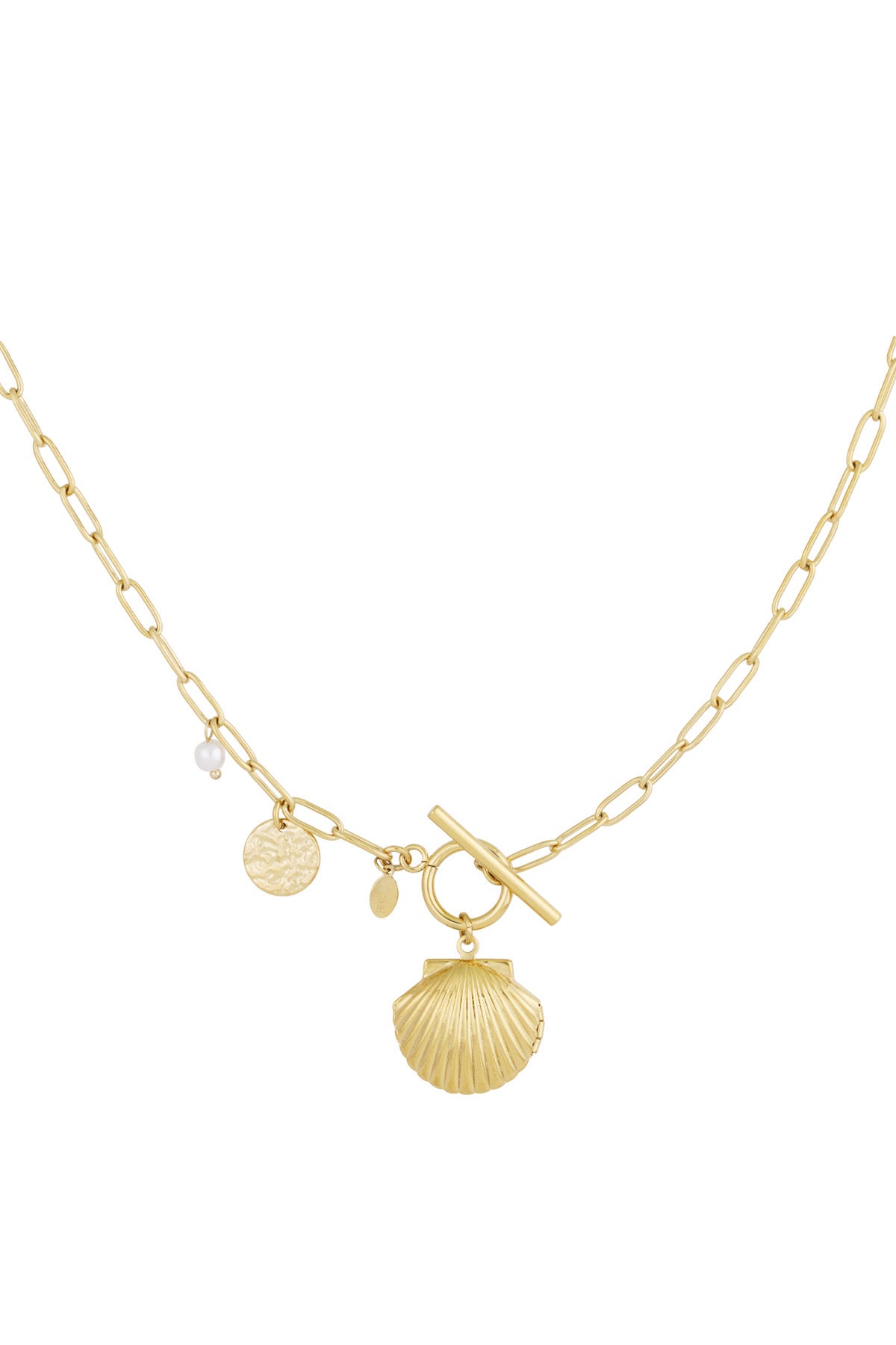 Lange ketting met schelp goud