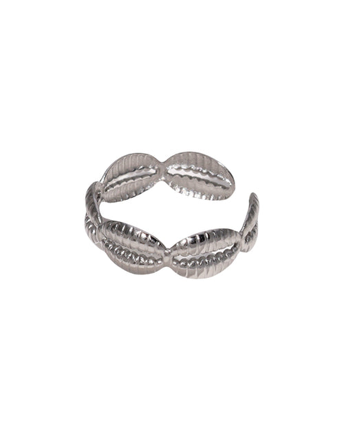 Verstelbare zilveren ring met schelpen