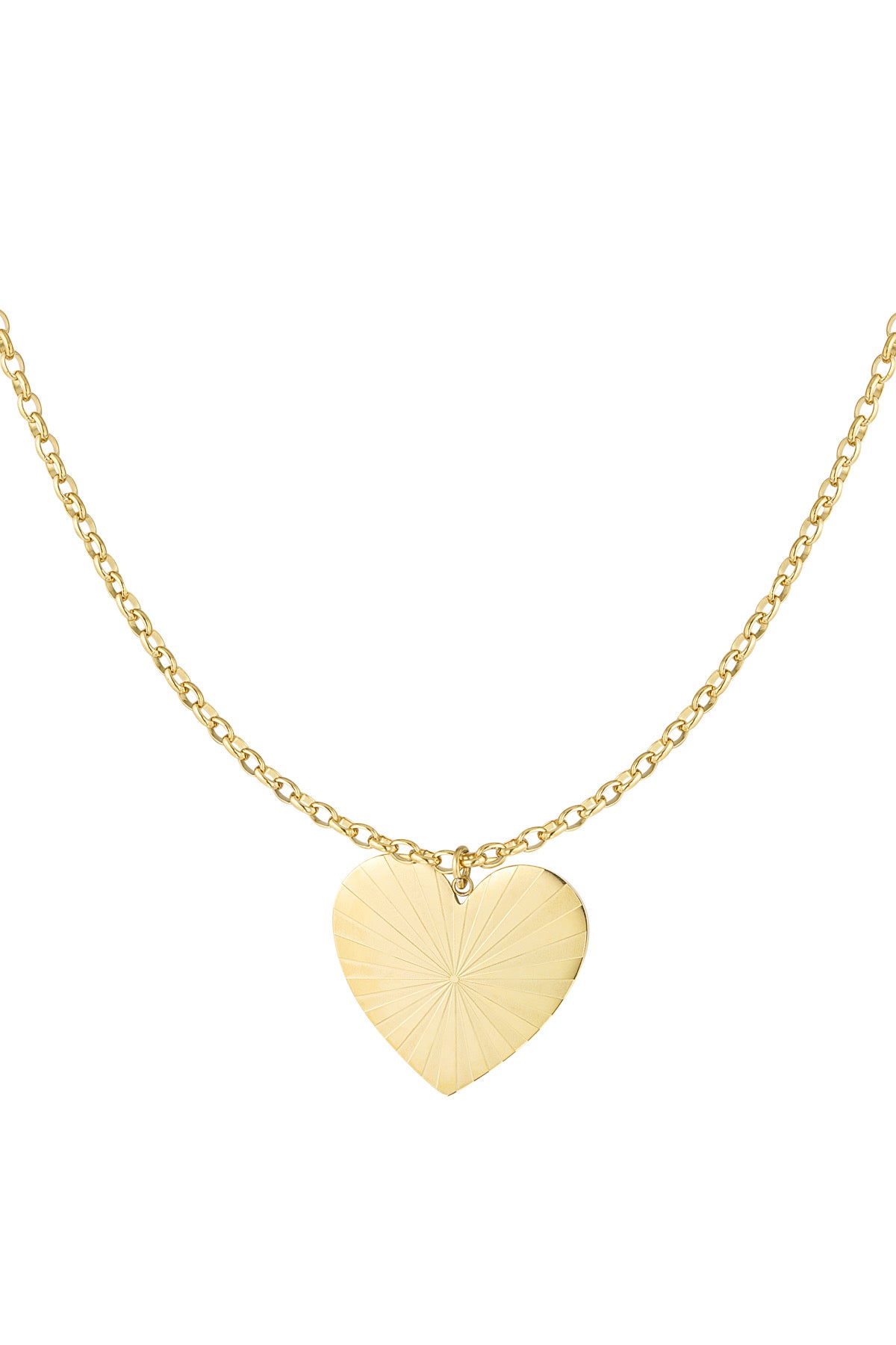 Lange ketting met groot hart in het goud