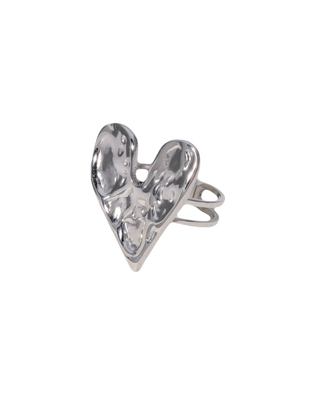 Statement hart ring in het zilver