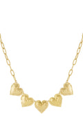 Ketting met grote statement harten en grove schakelketting goud