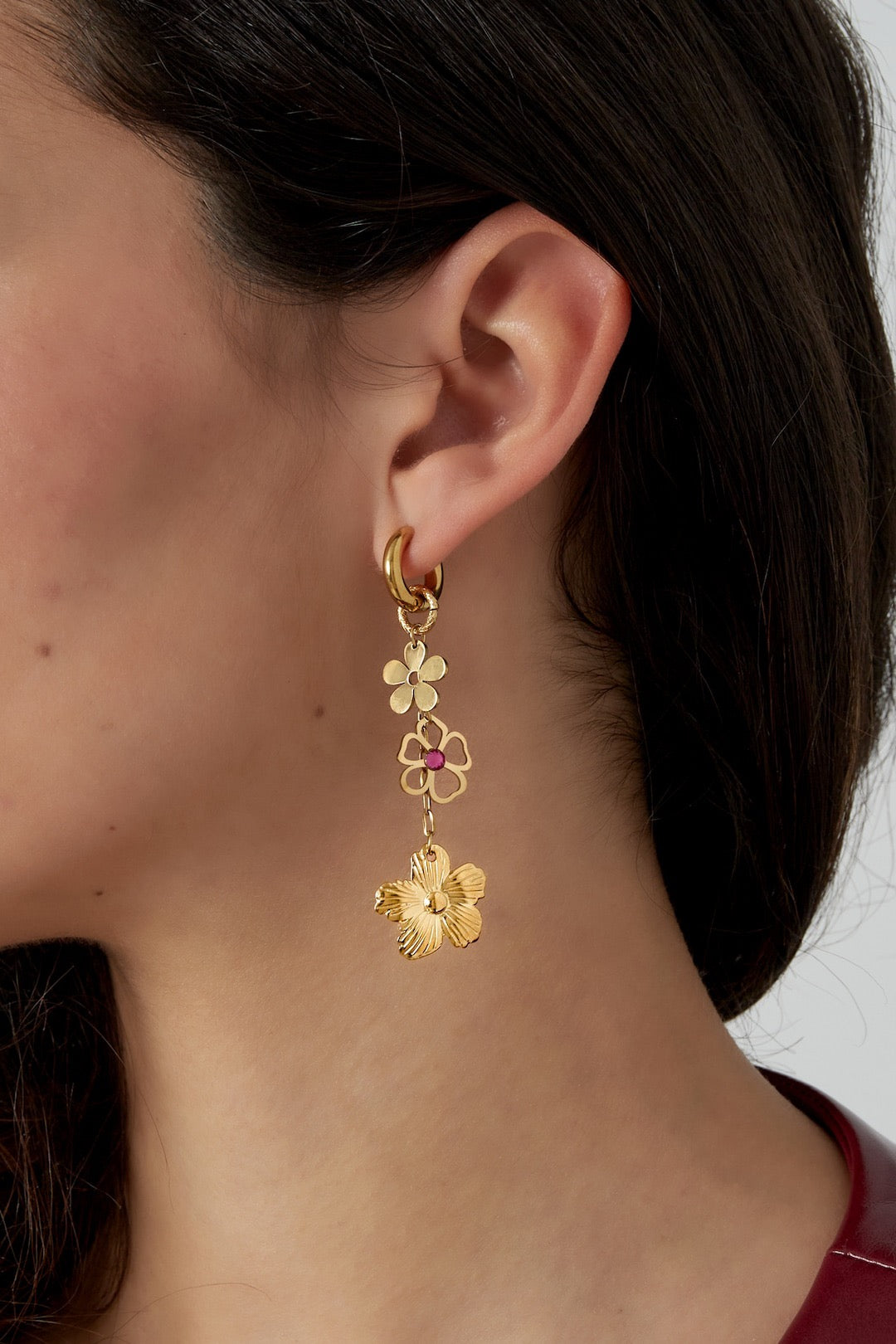 Bloemen oorbellen goud statement waterproof
