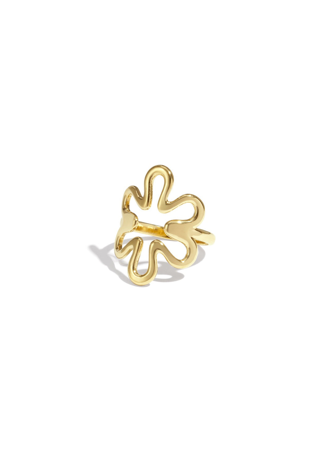 Ring met grote bloem in het goud