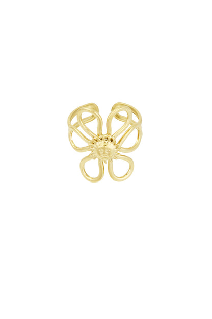 Bloemen ring met zonnetje in het goud