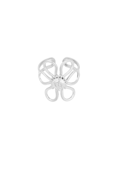 Bloemen ring met zonnetje in het zilver