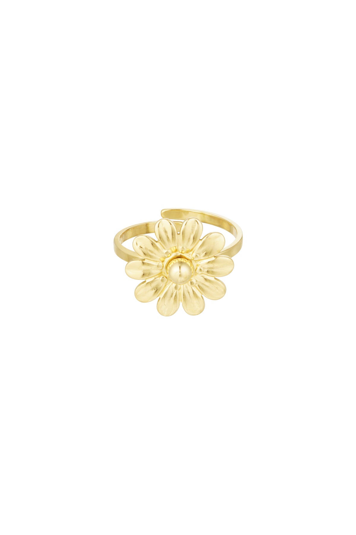 Statement bloemen ring in het goud verstelbaar