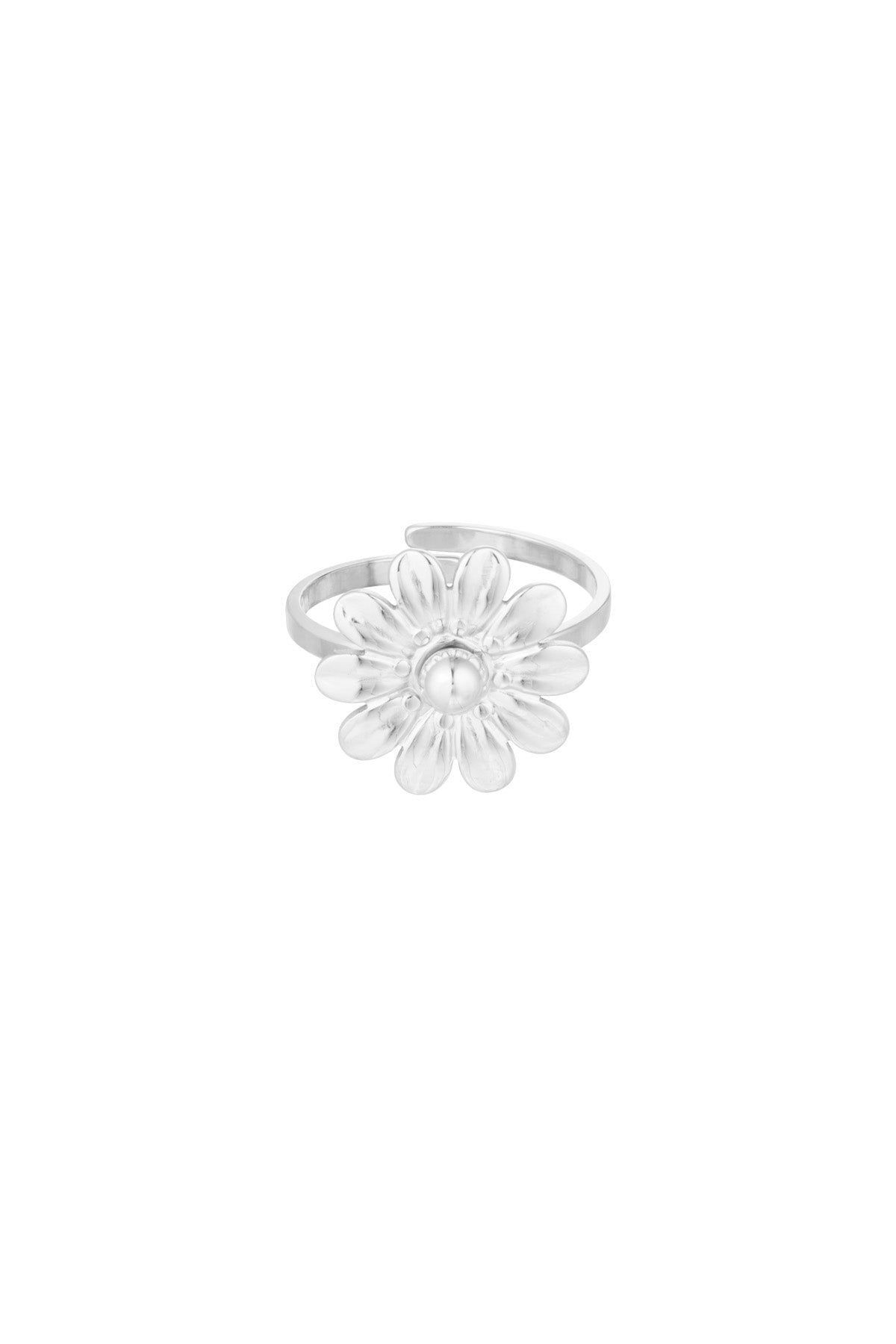 Bloemen statement ring zilver verstelbaar