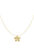 Ketting met bloem en parel goud