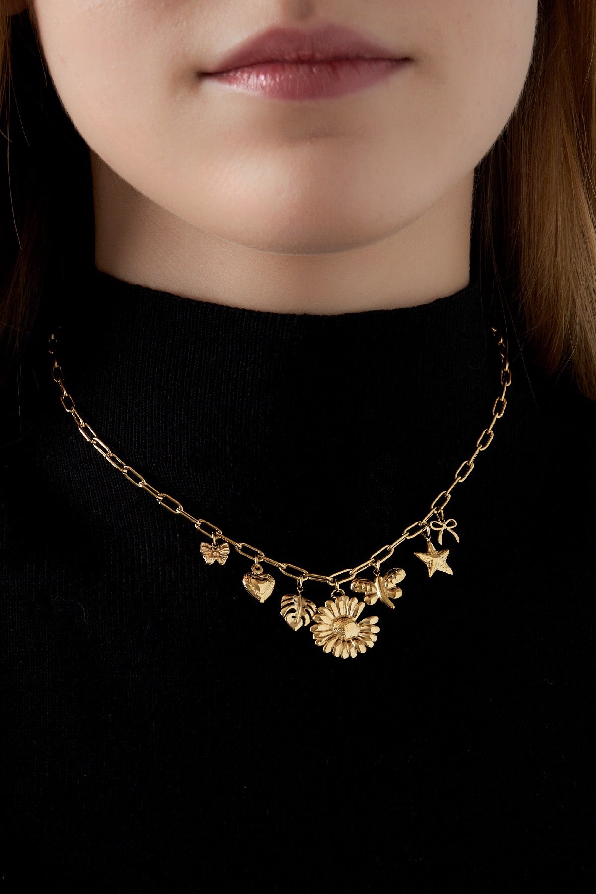 Statement bedelketting met verschillende vrolijke bedels waterproof