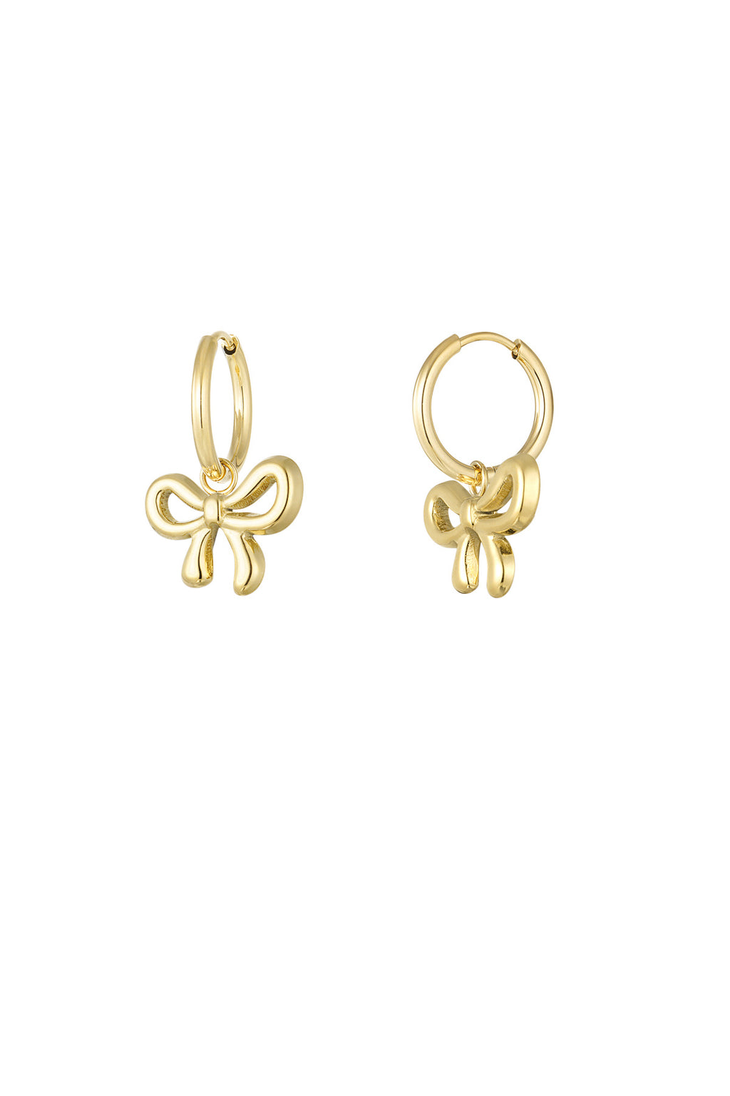 Oorhangers met strikjes bedel goud waterproof