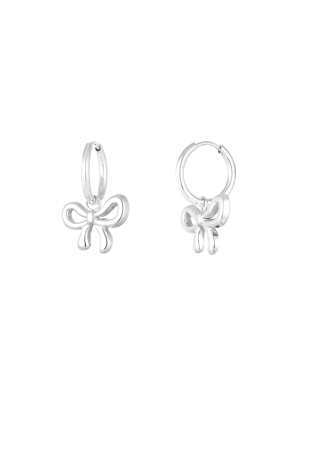 Oorbellen hangers van strikjes zilverkleurig waterproof