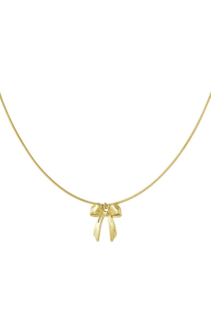 Lange ketting met strikjes hanger goud