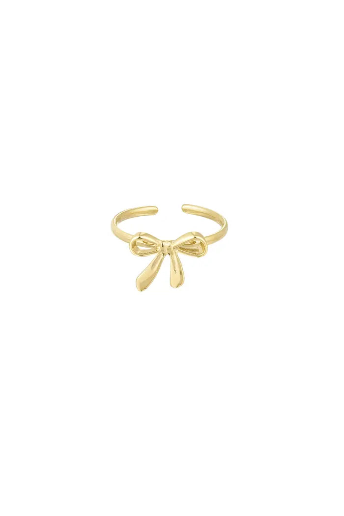 Trendy strikjes ring goudkleurig verstelbaar