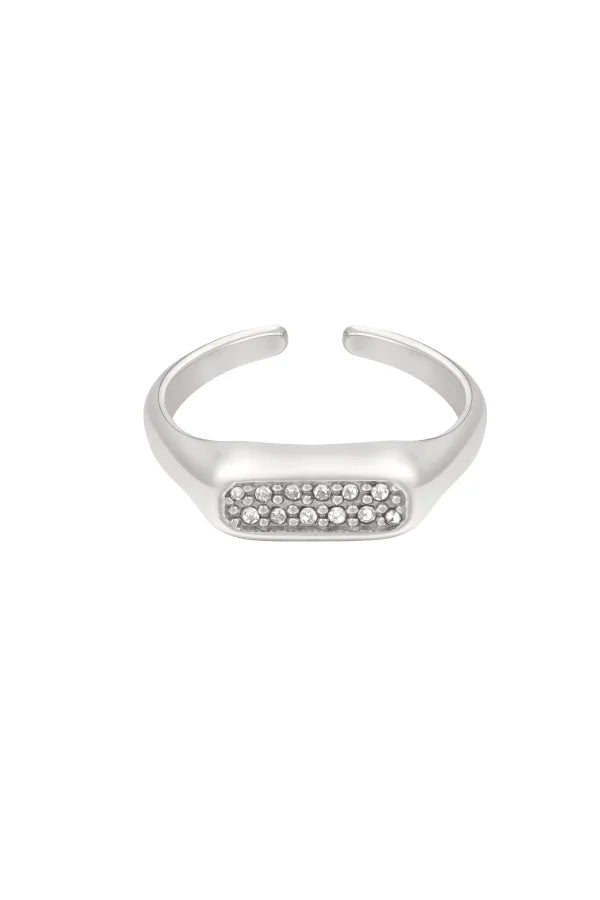 Statement ring zilver met glitters