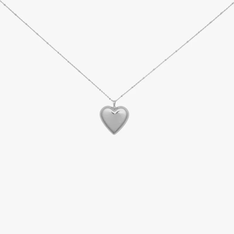 Lange hartjes ketting met hanger in het zilver