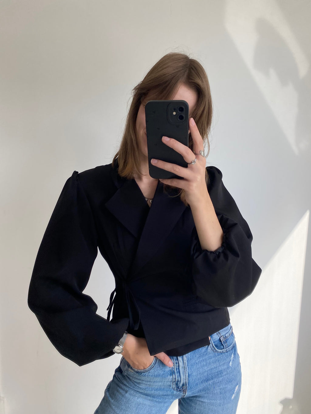 Liv Wrapped Blazer Longsleeve - Black