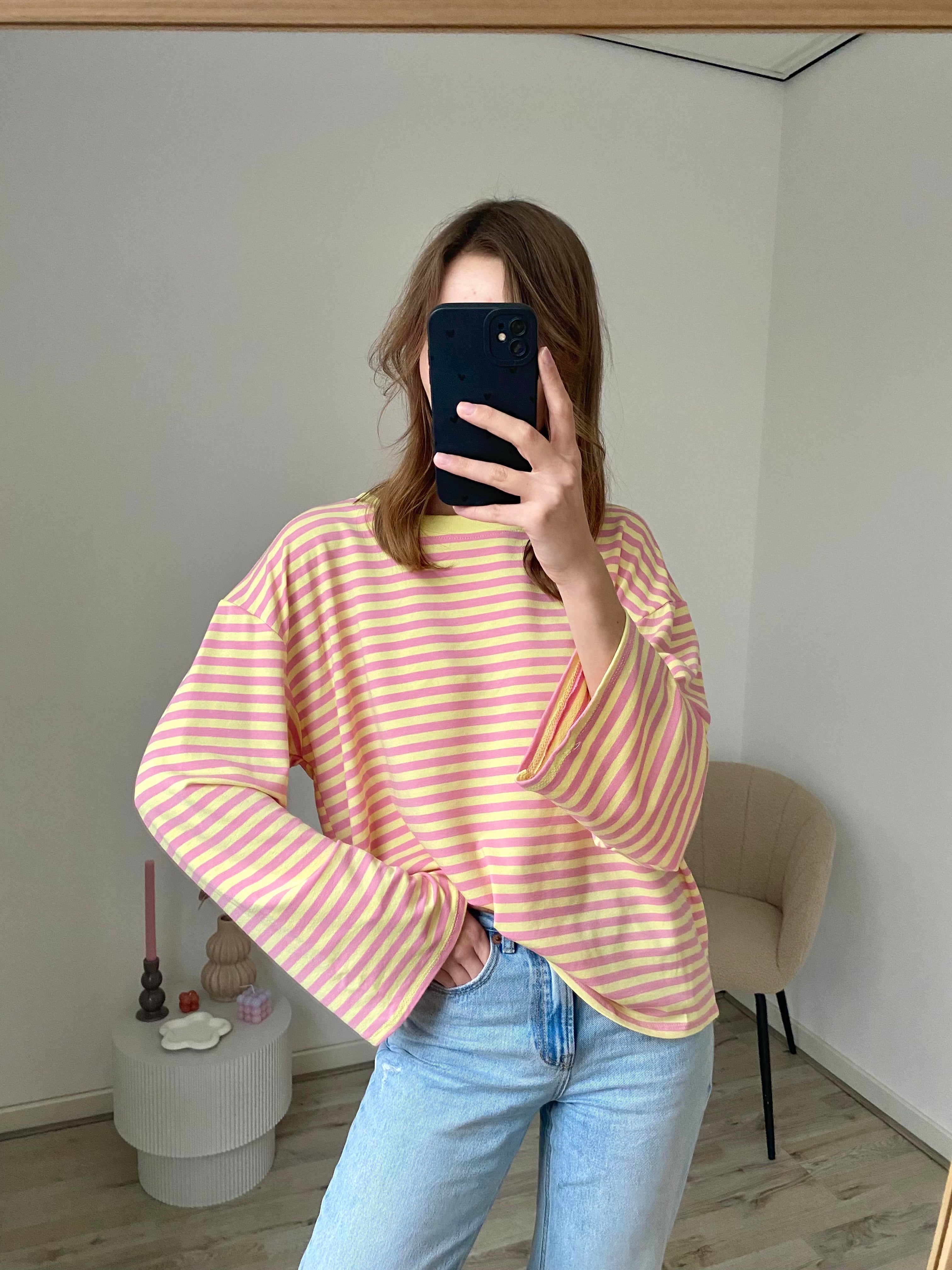 Olivia Striped Longsleeve - Yellow/Pink