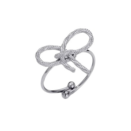 Statement strikjes ring in het zilver