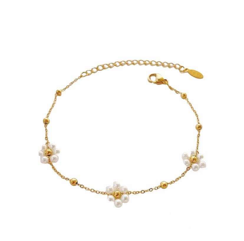 Subtiele bloemetjes armband waterproof goud