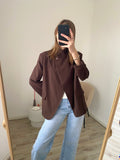 Oversized blazer met split in bruine kleur