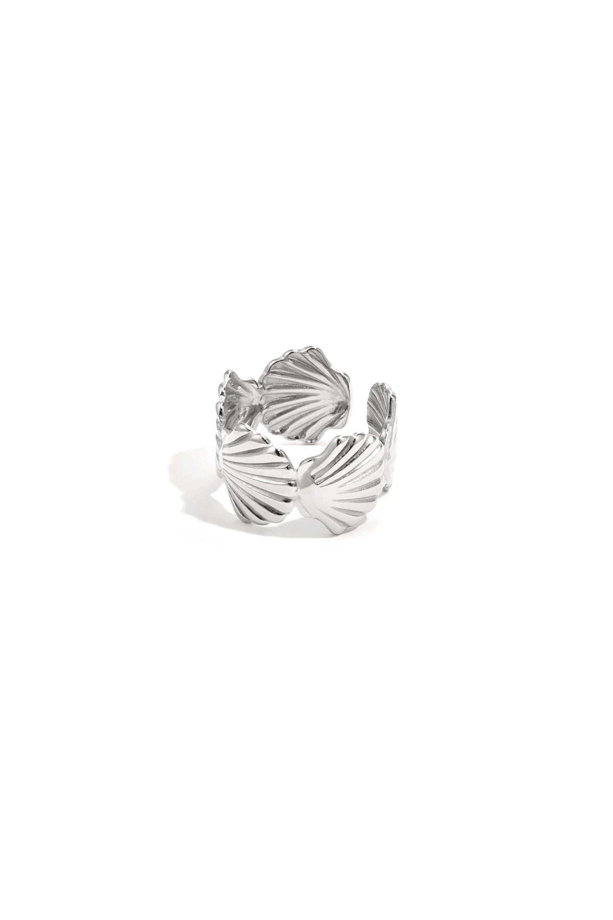 Opvallende statement ring met schelpen in het zilver