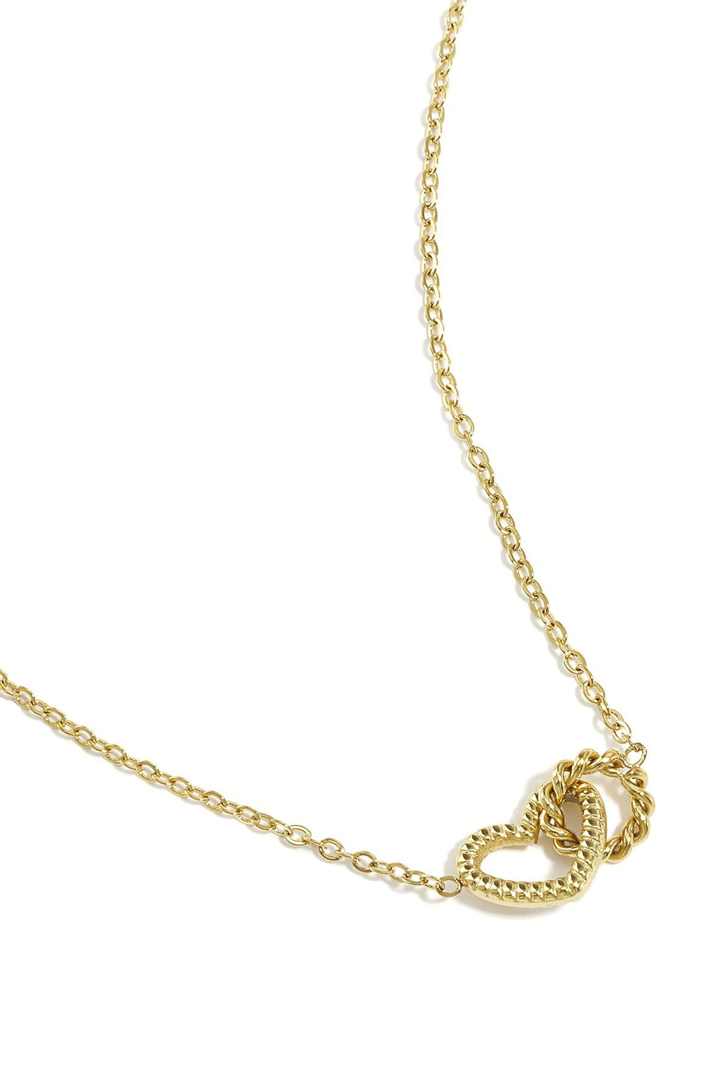 Ketting met hartje en cirkel in het goud