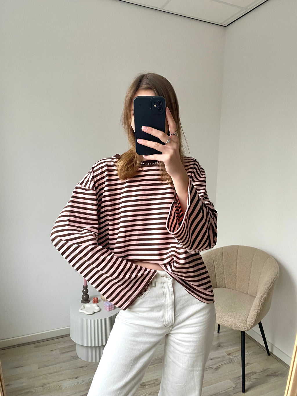 Olivia Striped Longsleeve - Brown/Pink *18/02 verzonden!