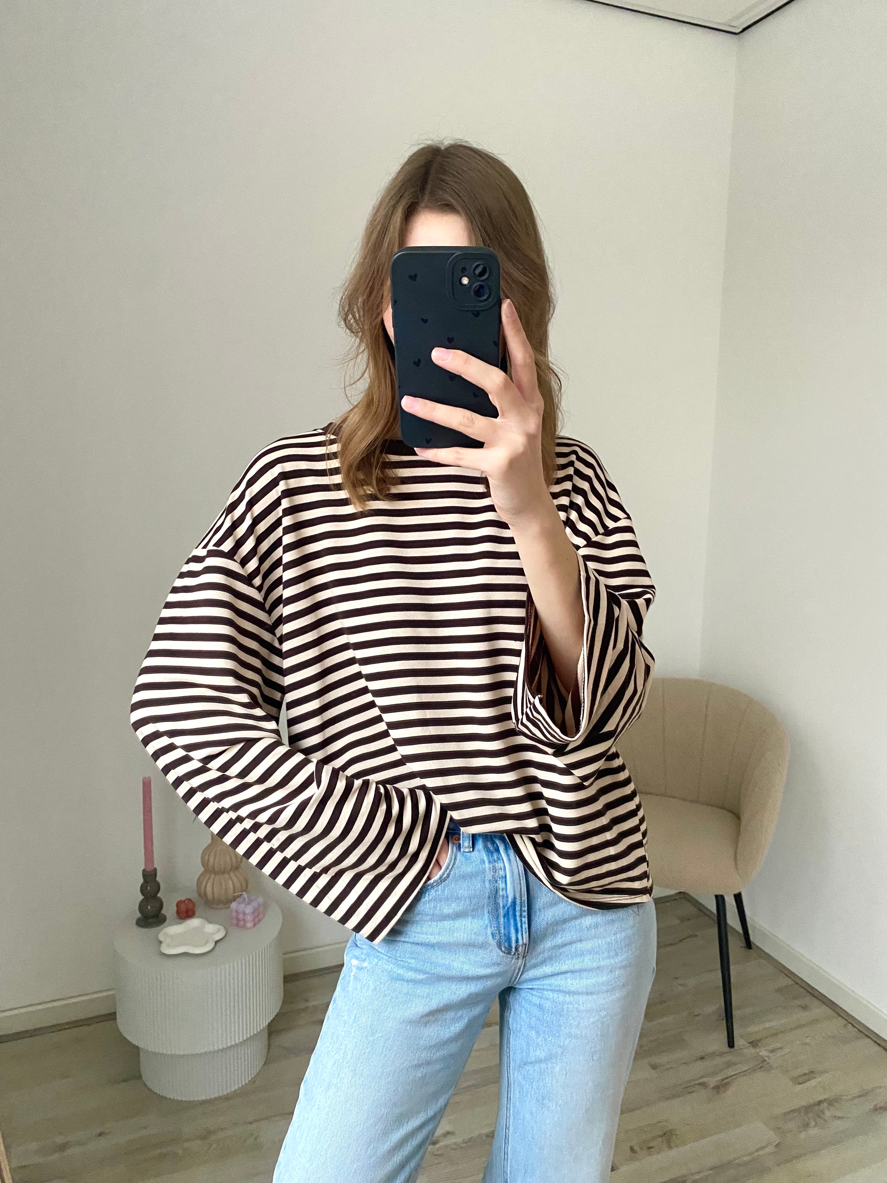 Olivia Striped Longsleeve - Brown/Beige