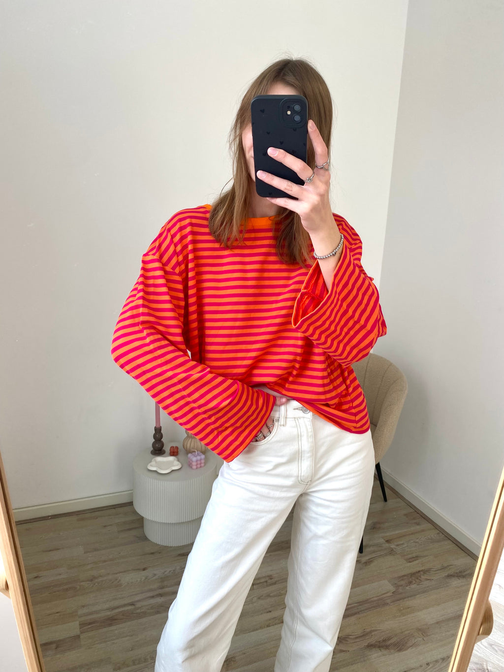 Olivia Striped Longsleeve - Orange/Fuchsia *Pre order 27/02