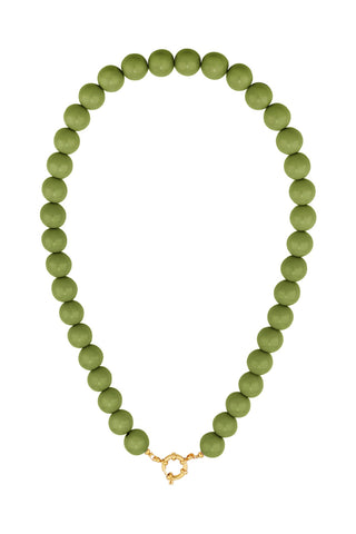 Color Pop Beaded Necklace - Dark Green