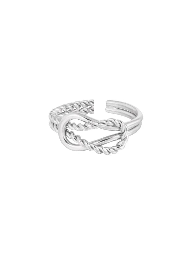 Verstelbare ring in het zilver met knoop