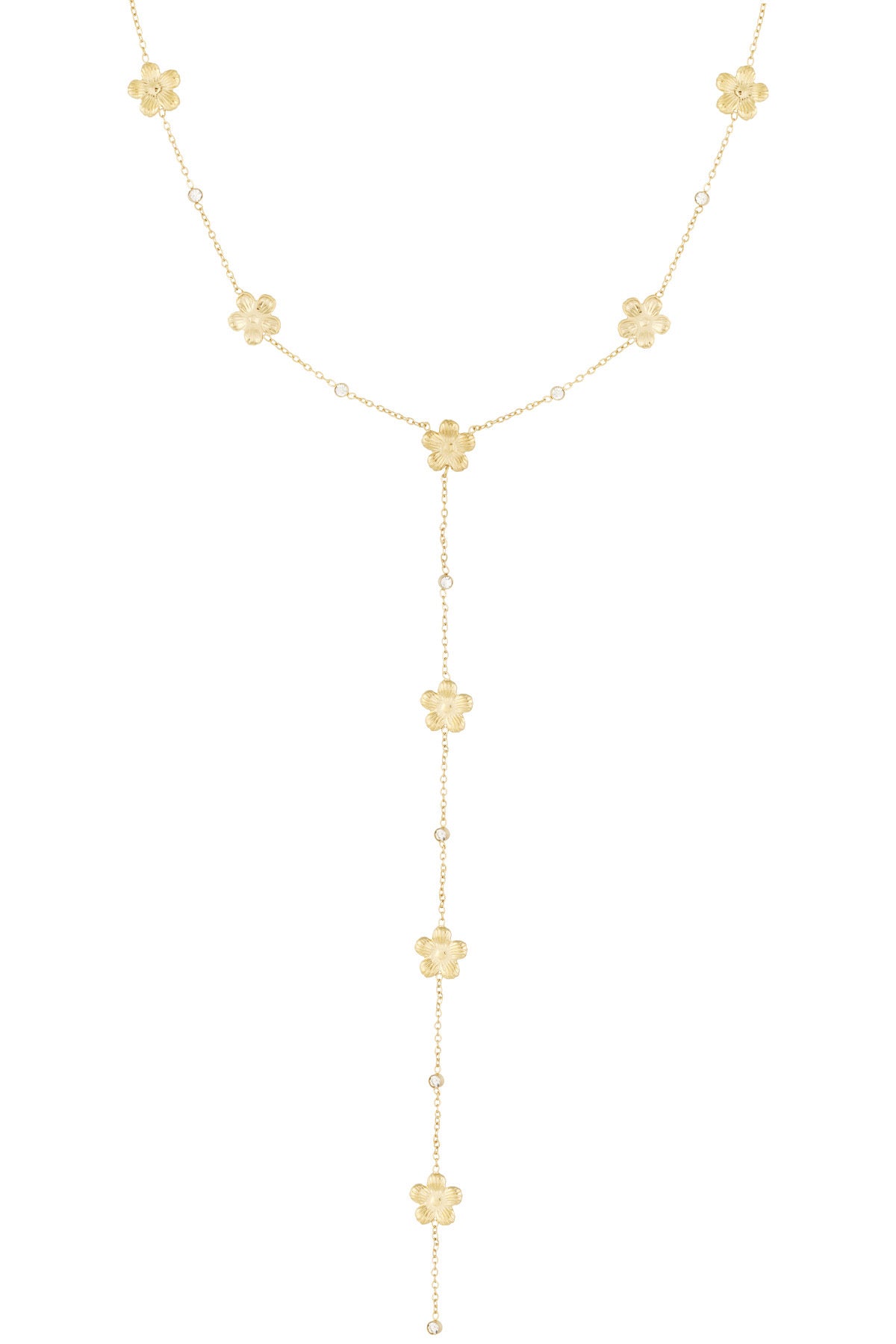 Lange ketting met madeliefjes goud