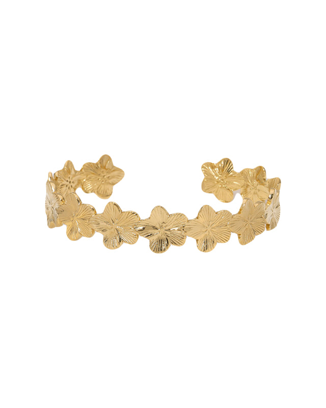 Bangle armband in het goud met bloemen