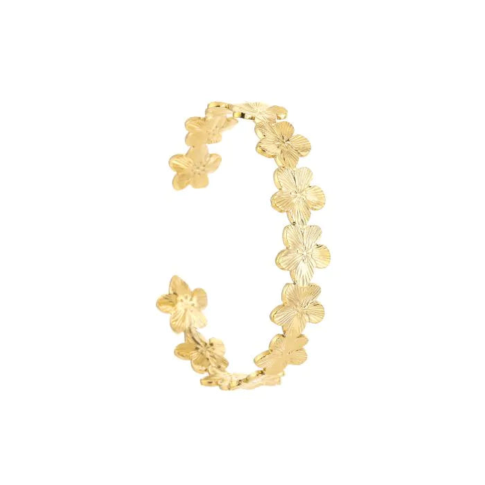 Bangle harde armband met bloemen in het goud
