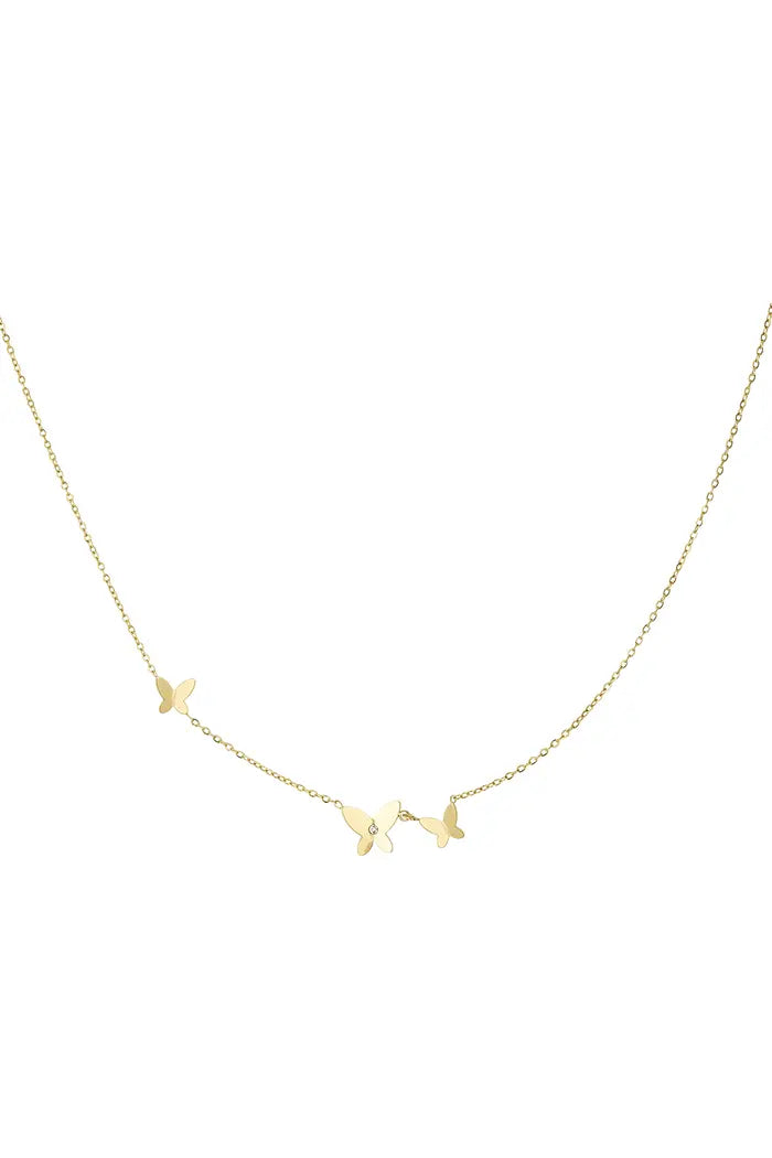 Subtiele ketting met vlinders goudkleurig