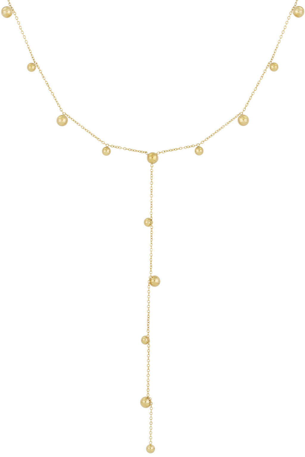 Lange ketting met bolletjes in het goud