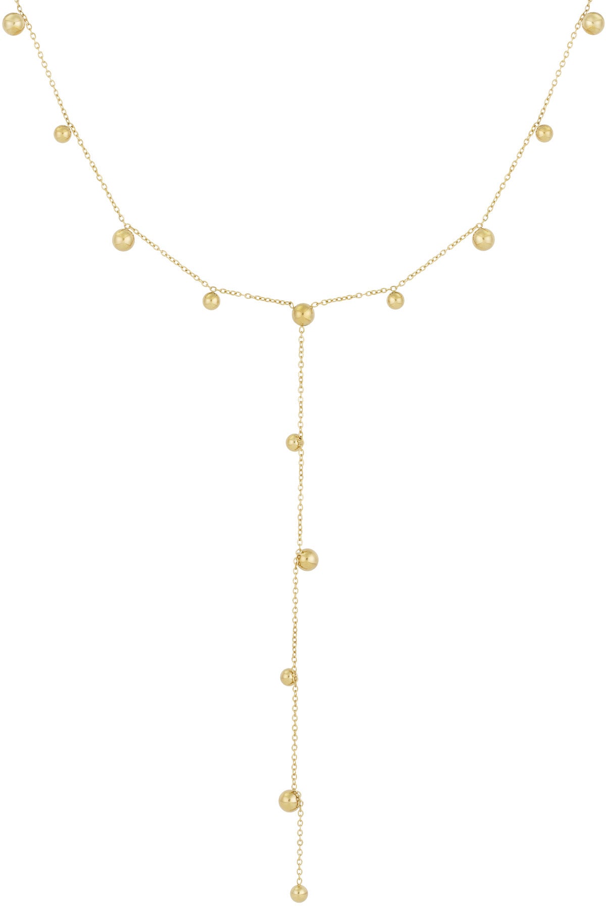 Lange ketting met bolletjes in het goud