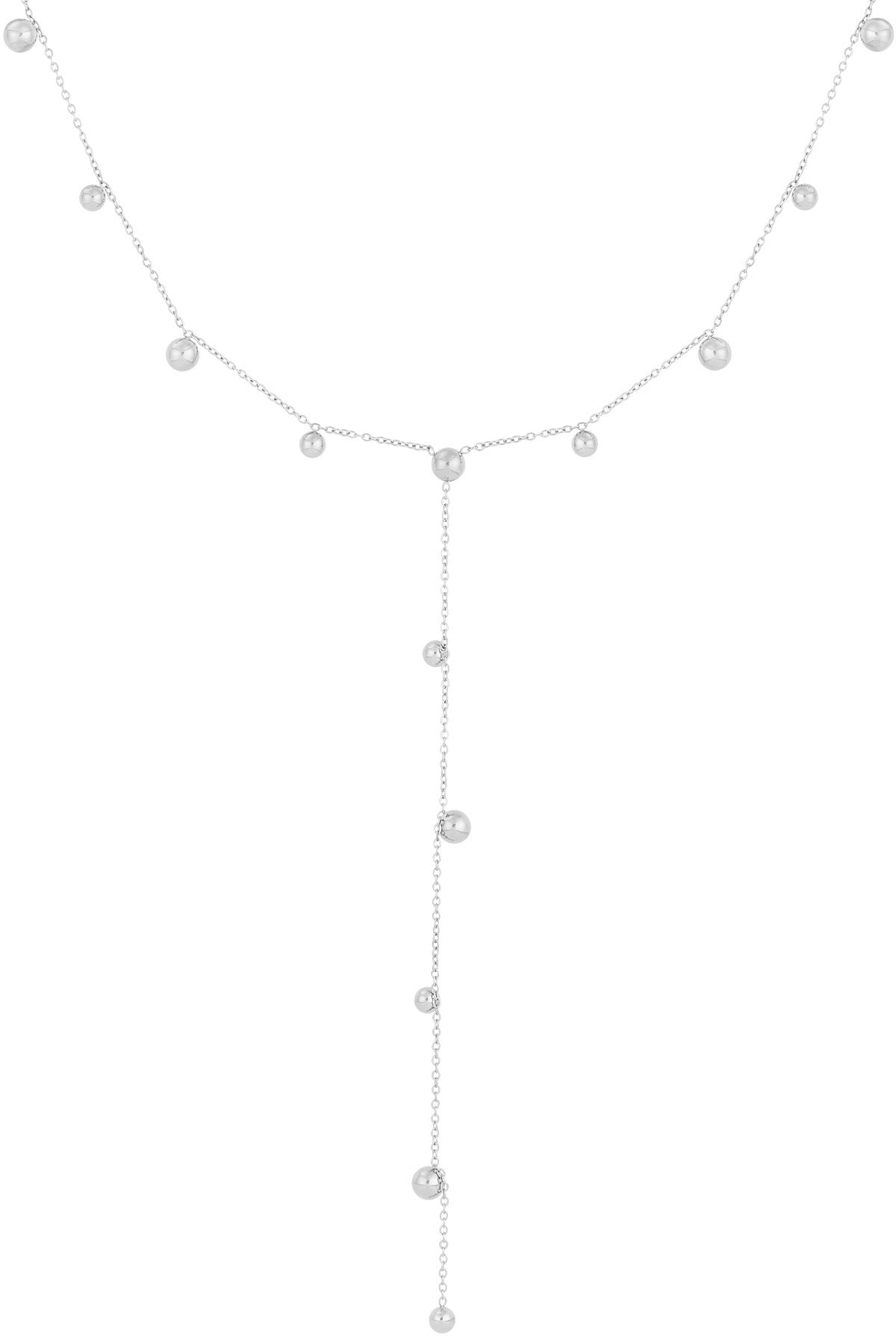 Lange ketting met bolletjes in het zilver