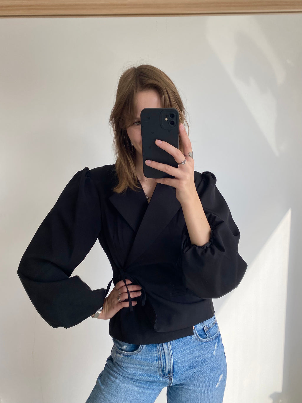 Liv Wrapped Blazer Longsleeve - Black
