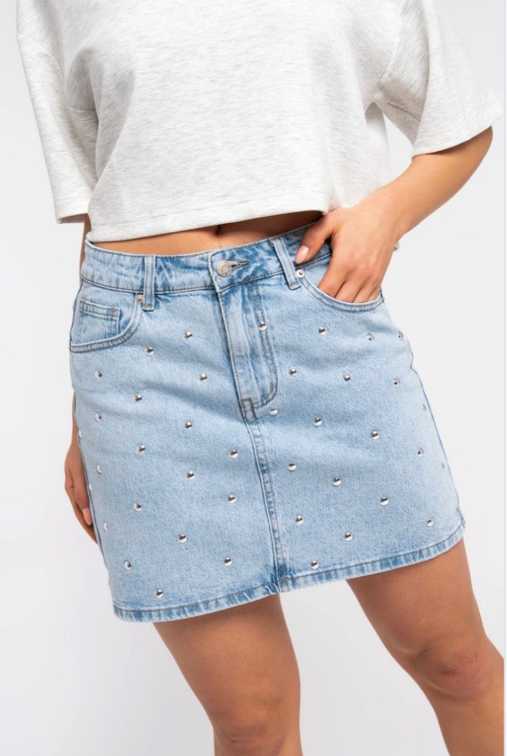 Denim Studs All Over Skirt - Blue *Pre order ~11 juni