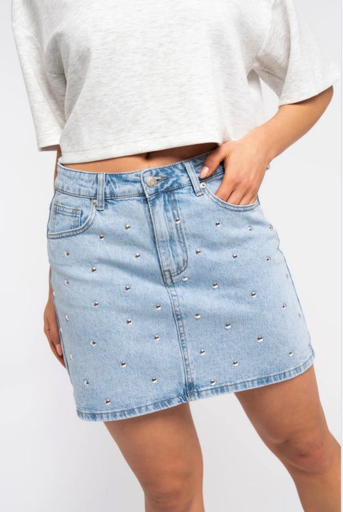 Denim Studs All Over Skirt - Blue *Pre order ~11 juni