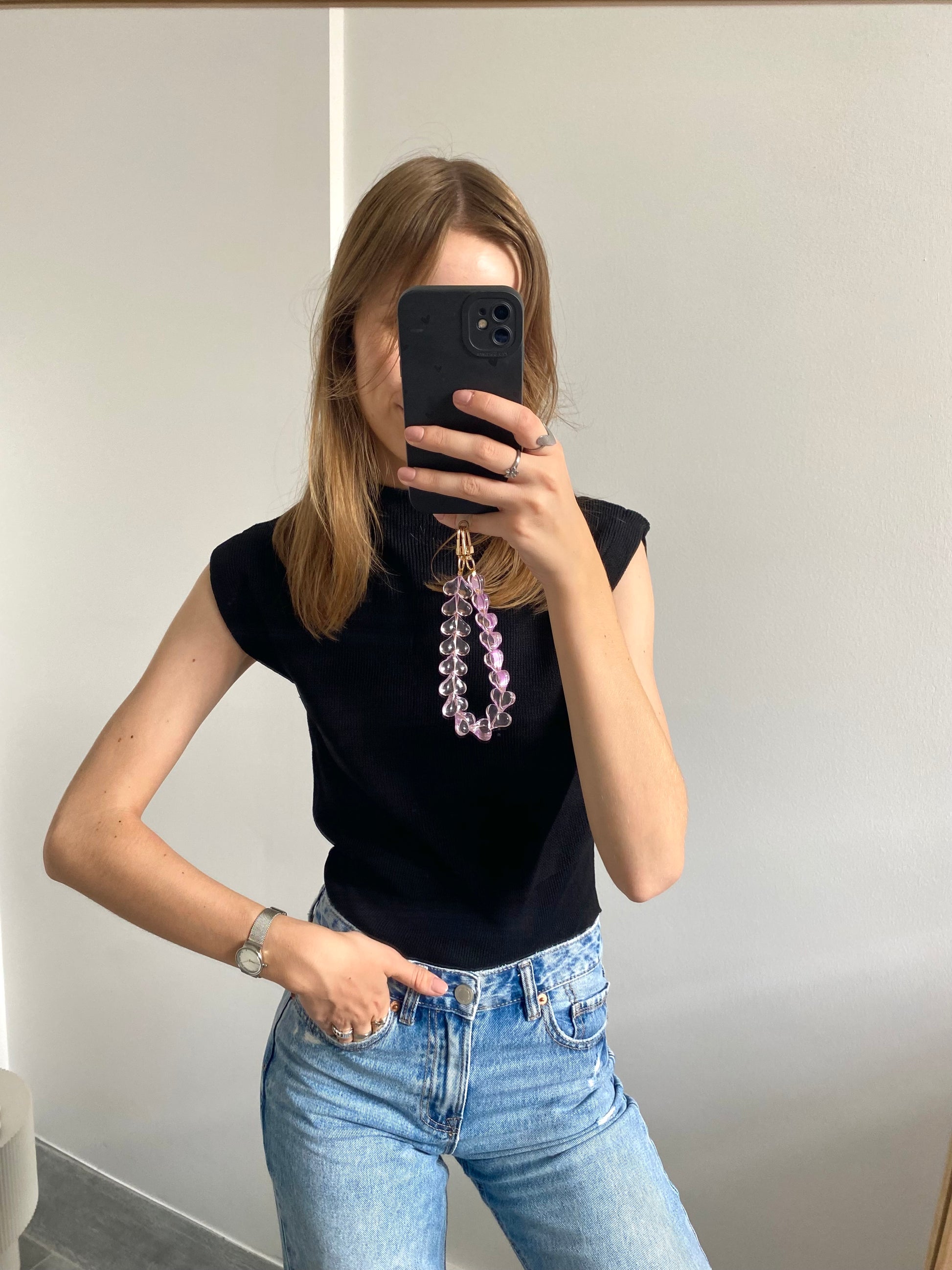 Mouwloze zwarte basic top