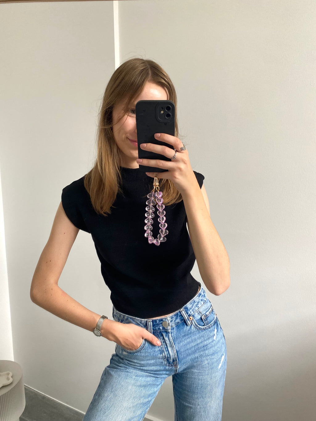Mouwloze basic zwarte top