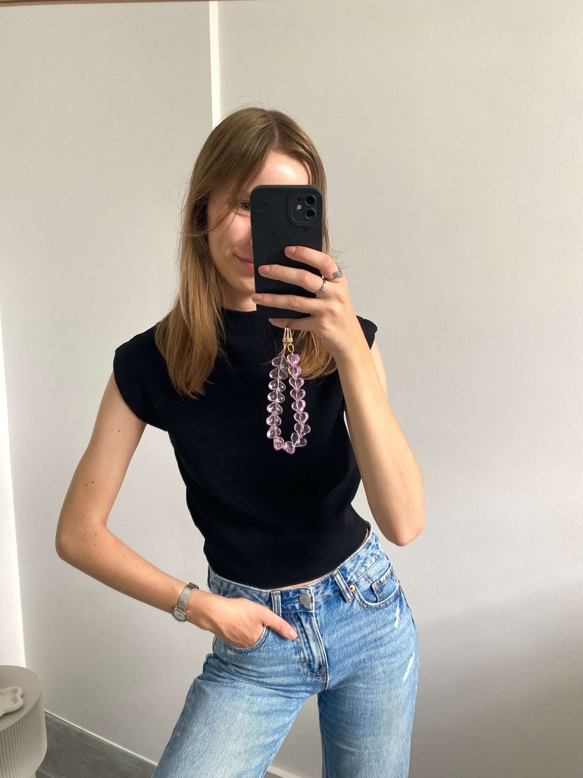 Mouwloze basic zwarte top